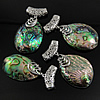 Zinc Alloy Shell Pendants, with Abalone Shell, Teardrop, platinum color plated, 34-39x50-59x10-12mm Approx Approx 5mm 