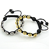 Brass Woven Ball Bracelets, with Nylon Cord & Black Agate, plated, handmade & adjustable 8-10mm, 10mm Inch 