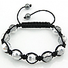 Crystal Woven Ball Bracelets, with Nylon Cord & Hematite, adjustable & faceted, 12mm, 8mm .5-11 Inch 