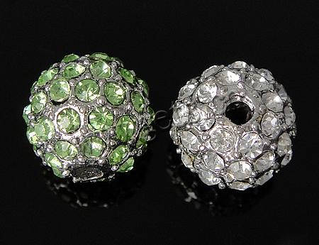 Strass Zinklegierung Perlen, mit Zinklegierung, rund, plattiert, mit Strass von Klasse A, keine, Bohrung:ca. 2mm, verkauft von PC