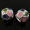Enamel Sterling Silver European Beads, 925 Sterling Silver, Drum, plated, without troll Approx 5mm 