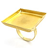 Brass Bezel Ring Base, Square, plated, adjustable Inner Approx 25mm, US Ring .5 