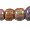 Opaque Rainbow Glass Seed Beads, Slightly Round, solid color, brown 