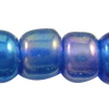 Granos de vidrio de arco iris opaco, Rocallas de vidrio, Ligeramente redondo, color sólido, azul, Vendido por Bolsa