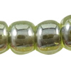 Luminous Color lined Glass Seed Beads, Slightly Round, color-lined green 