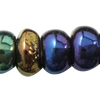 Iris Round Glass Seed Beads, Slightly Round, rainbow 