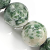 Perles en pierres aux taches vertes, Pierre de tache vert, Rond, multiple tailles pour le choix pouce, Vendu par brin