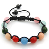 Gemstone Woven Ball Bracelets, Dyed Marble, with Nylon Cord, handmade, mixed colors .5-10.5 Inch 