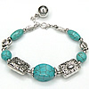 Bracelets en Turquoise et alliage zinc, alliage de zinc, avec turquoise, Placage, bracelet à breloques, 4-20mm pouce, Vendu par brin
