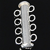 Sterling Silber Folie Lock Verschluss, 925 Sterling Silber, plattiert, 4-Strang, keine, 6x25.5mm, Bohrung:ca. 2.4mm, verkauft von PC