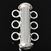 Sterling Silber Folie Lock Verschluss, 925 Sterling Silber, Rohr, plattiert, 3-Strang, keine, 6x18.5mm, Bohrung:ca. 2.4mm, verkauft von PC