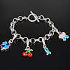 Zinc Alloy Iron Chain Bracelets, with Iron, plated, enamel 7-14x28-32mm Approx 8 Inch 