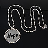 Edelstahl Schmuck Halskette, flache Runde, Wort Hoffnung, Kugelkette, originale Farbe, 30mm, 25mm, 2.4mm, Länge:17 ZollInch, verkauft von Strang