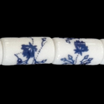 Decal Porcelain Beads, Tube & with flower pattern 