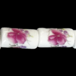 Perles porcelaine D, tube, normes différentes pour le choix & avec le motif de fleurs & décalque, Vendu par PC
