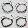 Bracelets en cristal de Woven Ball, avec corde en nylon, réglable & facettes, plus de couleurs à choisir, 6-10mm Environ 6.6-7 pouce Vendu par lot