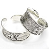 Zinc Alloy Cuff Bangle, platinum color plated, with flower pattern & blacken, nickel, lead & cadmium free, 27mm Approx 7.3 Inch 
