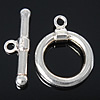 Sterling Silber Knebelverschluss, 925 Sterling Silber, rund, plattiert, Einzelstrang, keine, 21.2x3.2mm, 15x15x2.7mm, Bohrung:ca. 2mm, verkauft von setzen