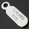 Sterling Silver Tag, 925 Sterling Silver, Flat Oval, plated, with letter pattern Approx 1.2mm 