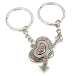 Porte-clés de couple, alliage de zinc, avec émail, coeur, pour le couple & émail, sans plomb et nickel  pouce,  3.5 pouce, Vendu par brin