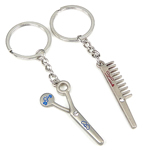 Paar Schlüsselanhänger, Zinklegierung, mit Emaille, Schere, für paar & Emaille & mit Strass, frei von Nickel und Blei, 22x51x4mm, 11x50x3mm, Länge:4 ZollInch, verkauft von Strang
