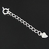Sterling Silver Extender Chain, 925 Sterling Silver, Heart, plated Approx 1.5mm Approx 1.9 Inch 