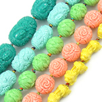 Carved Turquoise Beads, synthetic, mixed, 18-33mm Approx 3mm .5 Inch 