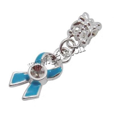 Awareness Ribbon Pendant, Zinc Alloy, plated, enamel, more colors for choice, nickel, lead & cadmium free, 15x9.5x4mm, 31.5mm, Hole:Approx 4.5mm, 200PCs/Lot, Sold By Lot