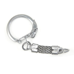 Iron Key Clasp, Donut, platinum color plated, white 