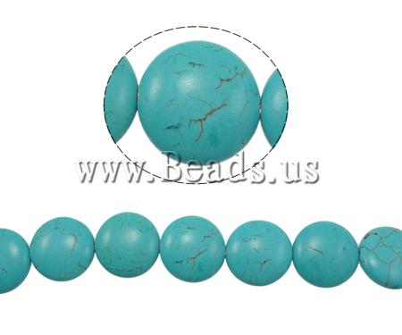 Synthetische Türkis Perlen, flache Runde, verschiedene Größen vorhanden, grün, Bohrung:ca. 1mm, Länge:ca. 14.5 ZollInch, verkauft von Strang