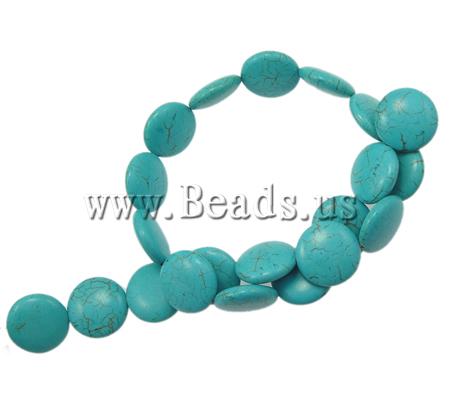 Synthetische Türkis Perlen, flache Runde, verschiedene Größen vorhanden, grün, Bohrung:ca. 1mm, Länge:ca. 14.5 ZollInch, verkauft von Strang