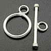 Sterling Silber Knebelverschluss, 925 Sterling Silber, rund, plattiert, Einzelstrang, keine, 11.6x1.5mm, 20x1.4mm, Bohrung:ca. 3mm, 50PCs/Tasche, verkauft von Tasche