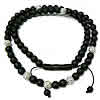 Fashion Woven Ball Necklace, Nylon Cord, with Black Agate & Zinc Alloy, plated, adjustable & with rhinestone, 10mm Approx 20-35 Inch 
