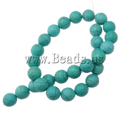 Synthetic Turquoise Beads, Round, different size for choice & faceted, Hole:Approx 1mm, Length:Approx 14.5 Inch, 36PCs/Strand, Sold By Strand