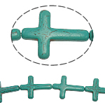 Synthetische Türkis Perlen, Kreuz, grün, Bohrung:ca. 1.5mm, 11PCs/Strang, verkauft von Strang