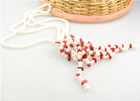 Natural Coral Necklace, two tone, 6-7mm,4-7mm Inch 