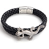 Men Bracelet, PU Leather, with Stainless Steel, black Inch 