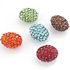 Harz Strass Perlen, oval, mit Strass, gemischte Farben, 13x10mm, Bohrung:ca. 2mm, verkauft von PC