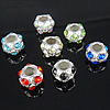 Rhinestone Zinc Alloy European Beads, Rondelle, plated, without troll & with rhinestone Approx 4.5mm 