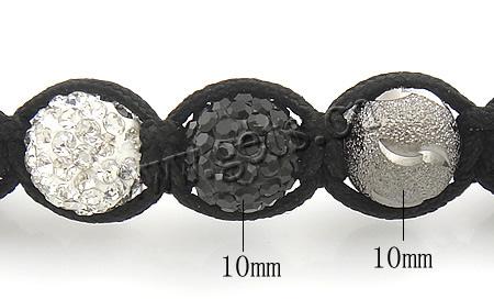Bracelets hématite de Woven Ball, Ciré de coton, avec Strass perle de Pave d'argile & Hématite & laiton, Placage de couleur platine, Coupe de fleurs & réglable & poudre d'étoile, plus de couleurs à choisir, 10mm, 8mm, Longueur:6-10.5 pouce, Vendu par brin
