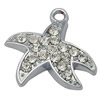 Zinc Alloy Star Pendant, Starfish, plated, Customized & with rhinestone cadmium free Approx 2mm 
