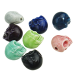 Tierische Porzellan Perlen, Handzeichnung, gemischte Farben, 11x13x14nn, Bohrung:ca. 2mm, verkauft von PC