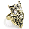 Rhinestone Zinc Alloy Finger Ring, with Iron, Owl, plated, with rhinestone Approx 17mm, US Ring .5 