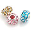 Rhinestone Zinc Alloy European Beads, Rondelle, painted, without troll & with rhinestone Approx 5mm 