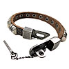 Men Bracelet, Zinc Alloy, with Cowhide, plated, brown, nickel, lead & cadmium free Approx 8-9 Inch 