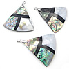 Brass Shell Pendants, with Mosaic Shell, Triangle, platinum color plated, single-sided Approx 