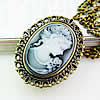 Uhr-Halskette, Zinklegierung, mit Glas & Harz, flachoval, plattiert, Twist oval, 35x28mm, Länge:ca. 31 ZollInch, verkauft von Strang