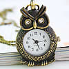 Watch Necklace, Zinc Alloy, Owl, antique bronze color plated, twist oval chain Approx 31 Inch 