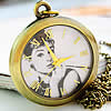 Watch Necklace, Zinc Alloy, with Glass, Flat Round, plated, twist oval chain, 38mm Approx 31 Inch 