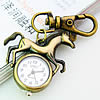 Keychain Watch, Zinc Alloy, with Glass, Horse, plated 